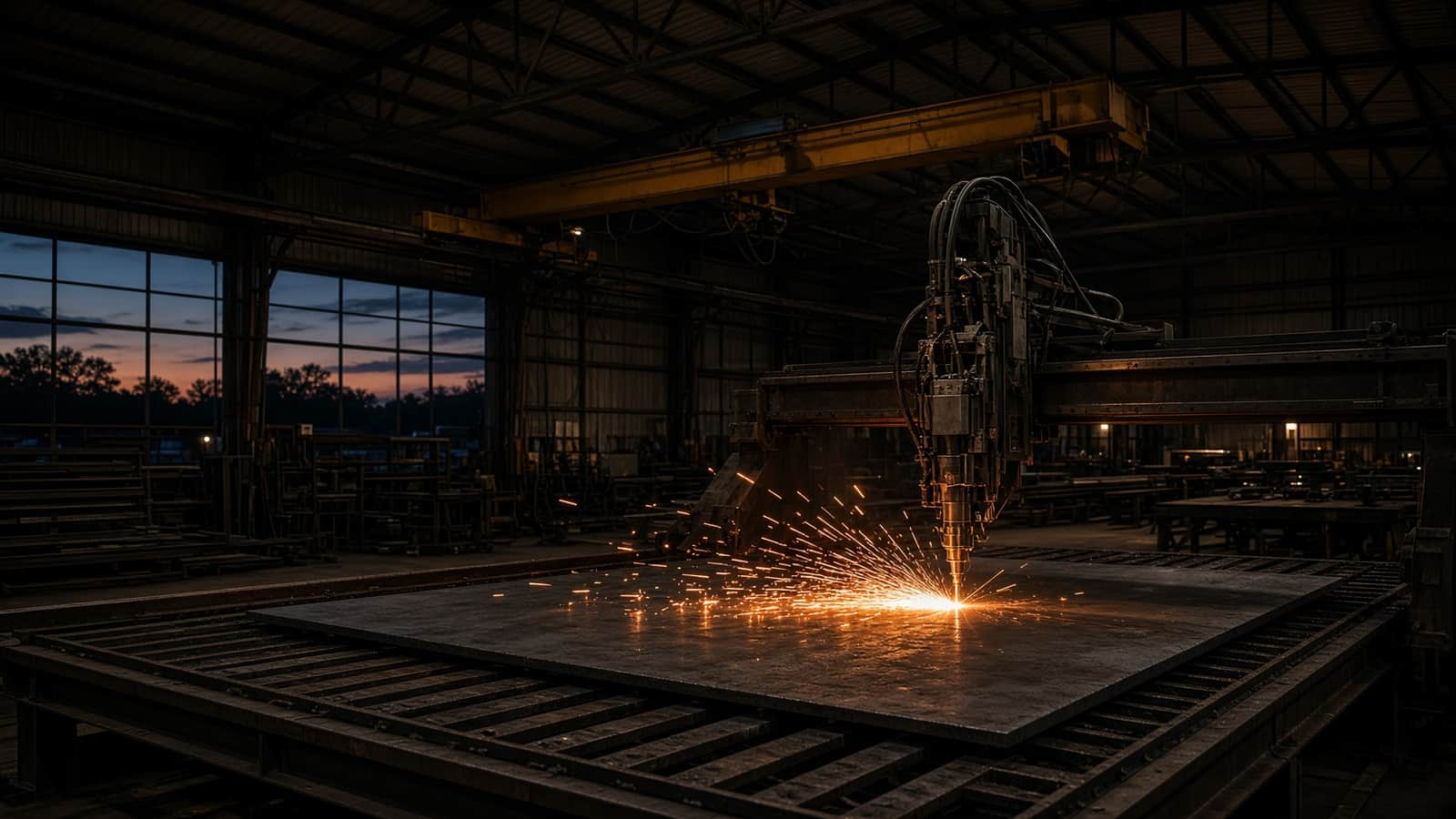 CNC plasma cutting steel in the Ledet’s Welding shop